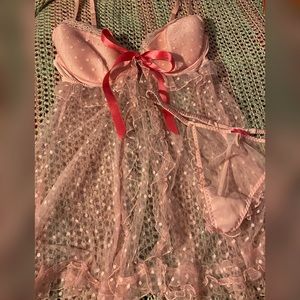 Vintage Victoria’s Secret Babydoll Chemise & Matching Thong Set